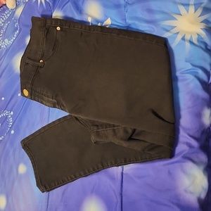 Sz 12 Juicy Couture Solid Black Jeans Stretch Tummy Tuck Lifting Pockets Capris